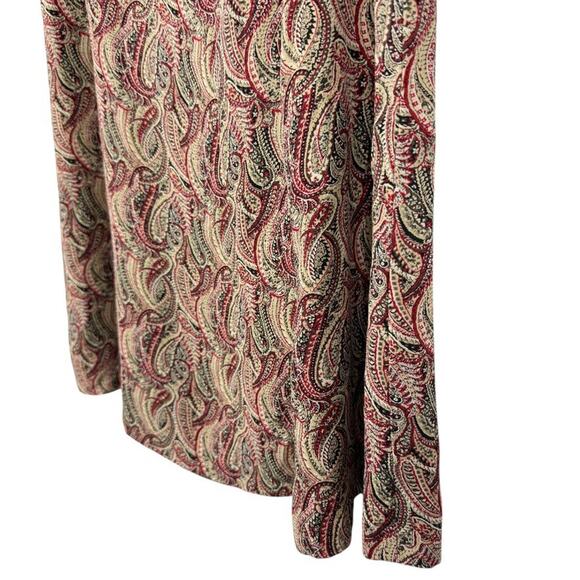 Talbots Petite Pure Silk Paisley Midi A-Line Red Beige Skirt Side Zip sz 10P - Picture 8 of 16